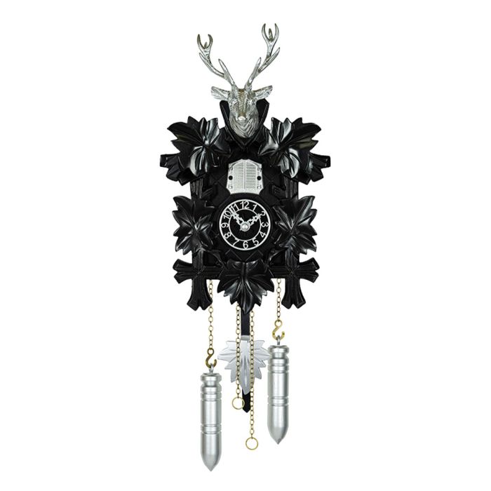 Kuckucksuhr Hirsch schwarz/silber