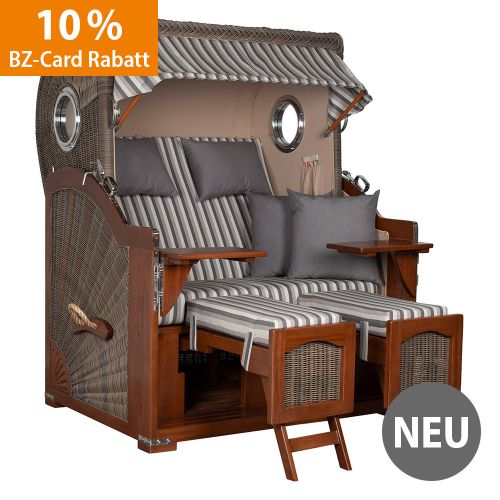 Produktbild zum Produkt 'Strandkorb Mahagoni Grau gestreift'