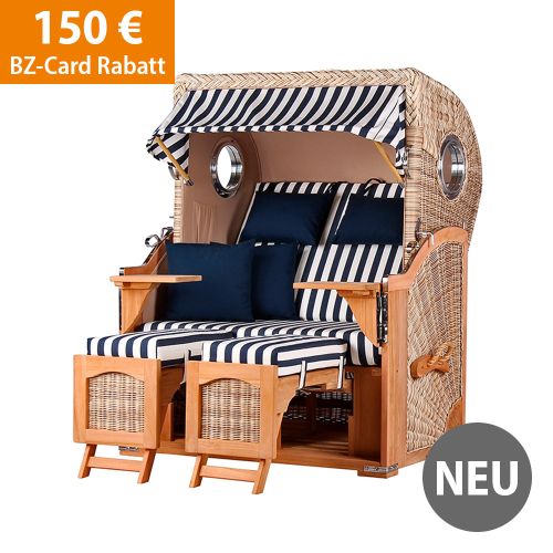 Strandkorb blau-weiß gestreift