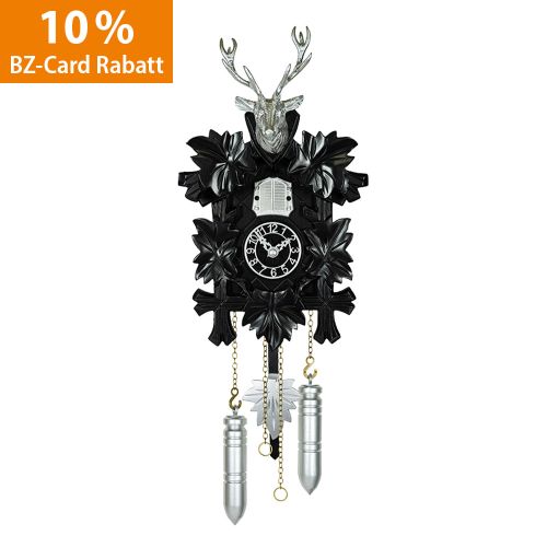 Kuckucksuhr Hirsch - schwarz/silber
